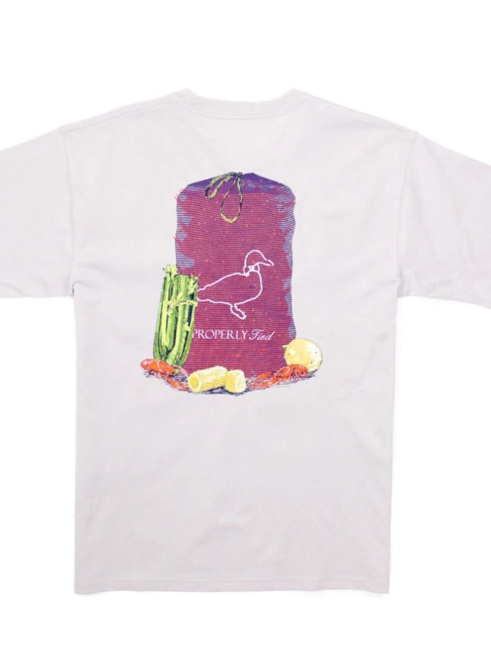 Properly Tied Crawfish Sack Youth XL Short Sleeve Ice Grey Tee T-Shirt Preppy